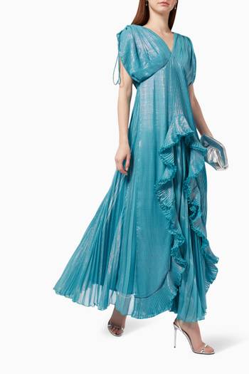 hover state of Pleated Ruffle Layer Gown 