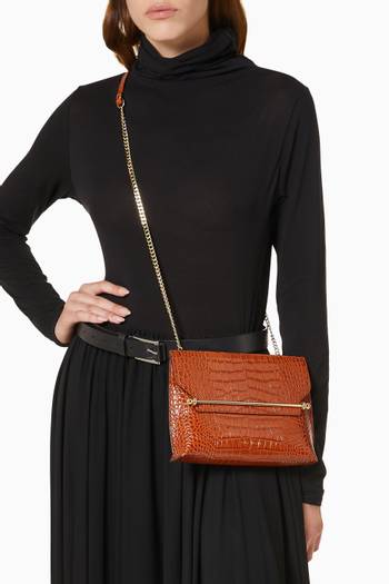 hover state of Stylist Crossbody Bag in Croc-embossed Leather 