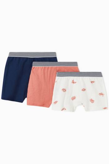 hover state of Crab Print Boxer Shorts in Cotton, Set of 3