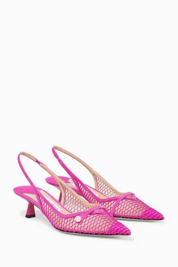 hover state of Amita 45 Slingback Pumps in Fishnet Mesh & Suede   