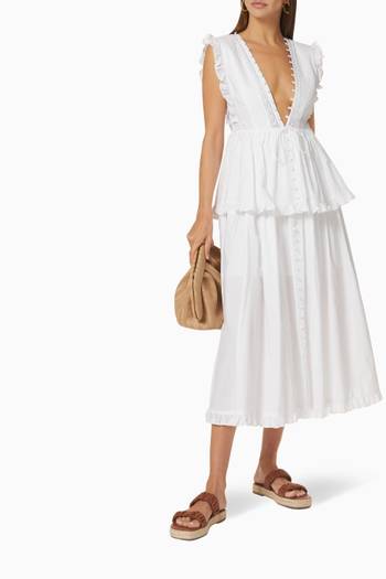 hover state of Layla Peplum Midi Dress in Organic Cotton
