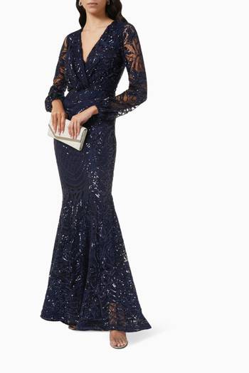 hover state of Long Sleeve Gown in Lace