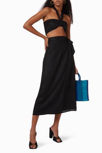 hover state of Casitas Wrap Skirt in Linen