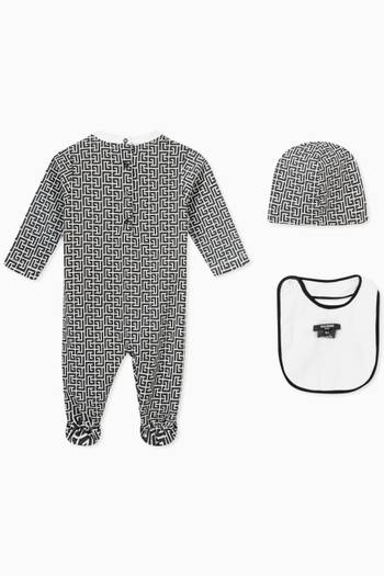 hover state of Balmain Pyjama Gift Set of Romper, Hat & Bib  