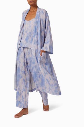 hover state of Summer Dusk Print Robe in Linen