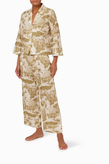 hover state of Boxy Shirt & Wide Leg Loxodonta Print Pyjama Set in Organic Cotton