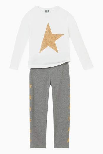 hover state of Glitter Star Collection Leggings in Stretch-cotton