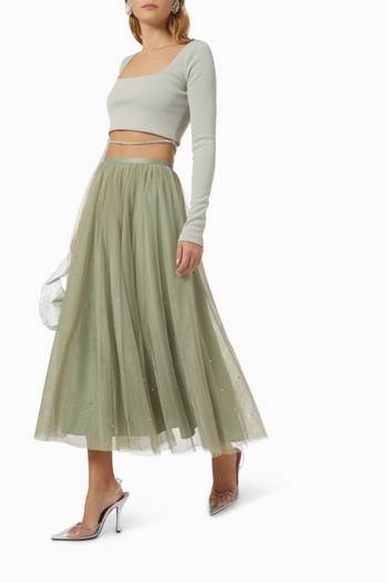 hover state of Embellished Ballerina Midi Skirt in Tulle