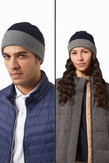 hover state of Beanie Hat in Cashmere Rib-knit