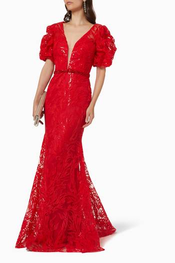 hover state of Embroidered Lace Gown 