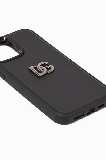 hover state of DG Logo iPhone 13 Plus Phone Case in Leather