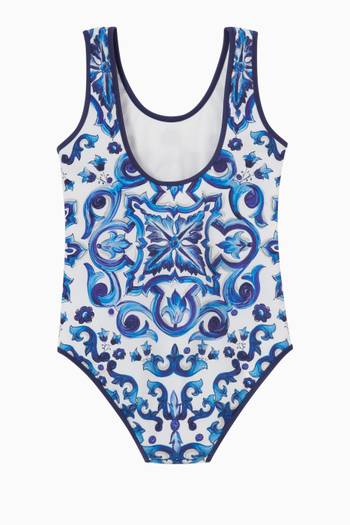 hover state of Majolica Tile Print One-piece Swimsuit