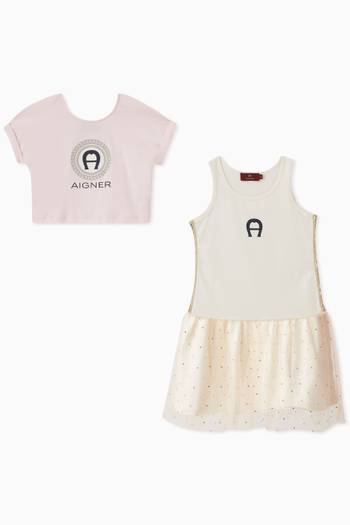 hover state of Logo 2-in-1 Dress in Cotton & Tulle