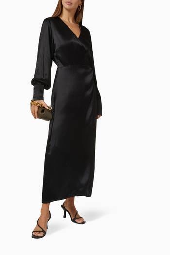 hover state of Flyra Maxi Wrap Dress in Viscose-satin