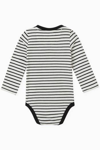 hover state of Striped Logo Bodysuit in Stretchy Cotton