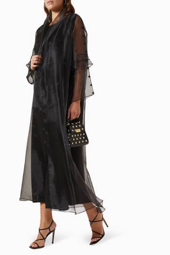 hover state of Sequin Embellished Abaya in Organza 