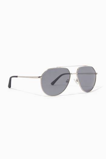hover state of Edgar Aviator Polarized Sunglasses in Stainless Steel    
