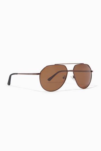 hover state of Edgar Aviator Polarized Sunglasses in Stainless Steel   