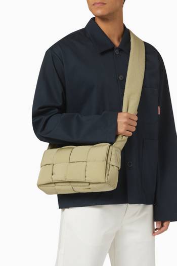 hover state of Medium Casette Crossbody Bag in Intreccio Padded Nylon
