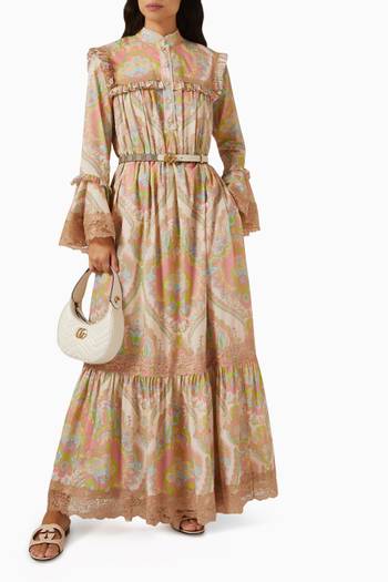 hover state of Floral Print Maxi Dress in  Cotton Muslin   