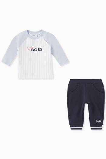 hover state of Little Boss T-shirt & Sweatpants Set in Cotton