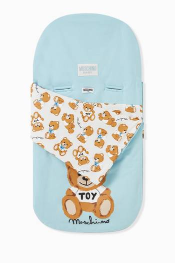 hover state of Teddy Toy & Logo Print Padded Sleep Nest in Cotton