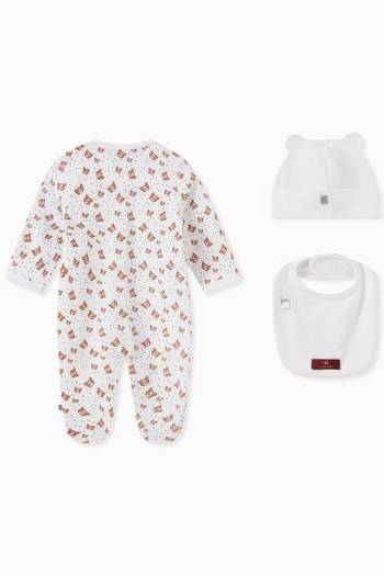 hover state of Bear Print Overalls Set in Cotton  