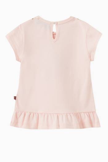 hover state of Pony Print Ruffle T-shirt in Cotton Jersey
