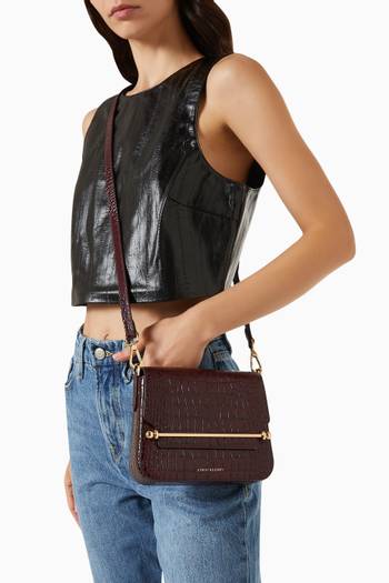 hover state of Ace Mini Shoulder Bag in Croc-Embossed Leather  