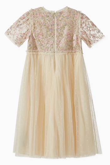 hover state of Rose Dream Embroidered Bodice Dress in Tulle