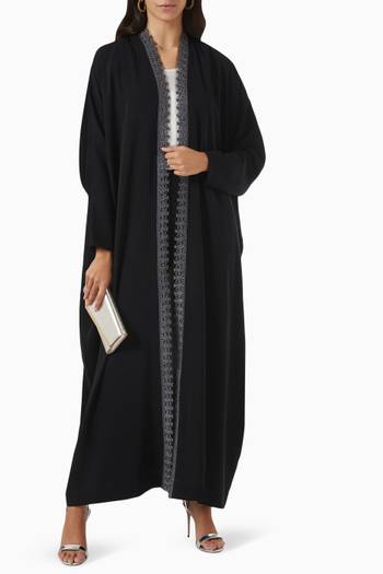 hover state of Embroidered Abaya in Crepe    
