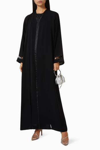 hover state of Embroidered Abaya in Crepe   