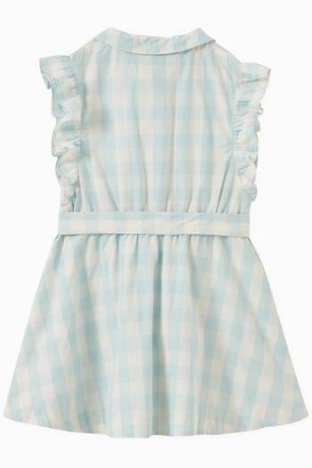 hover state of Checked Ruffled Dress in Cotton