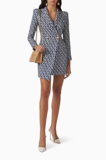 hover state of Diamond Print Coat Dress in Stretch Crepe
