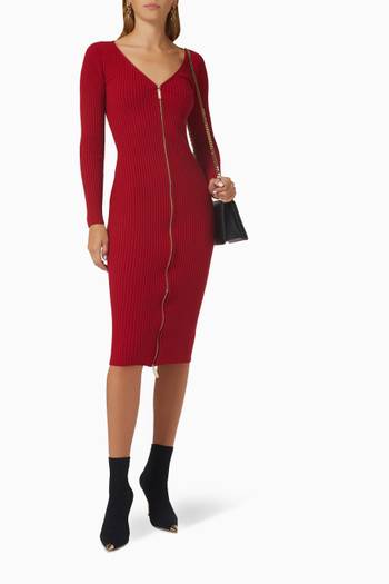 hover state of Midi Dress in Ribbed Knit