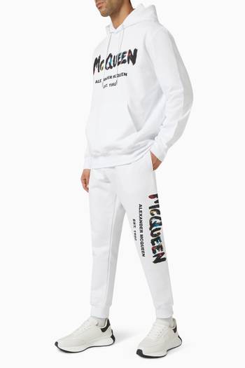 hover state of Watercolour Graffiti Sweatpants in Organic Loopback-jersey