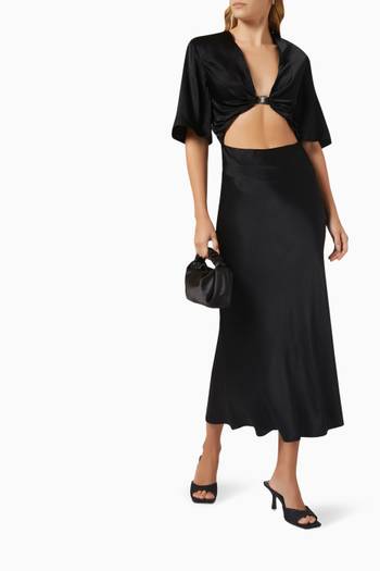 hover state of Cut-out Dress in Satin