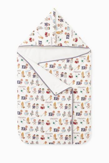 hover state of All-over Teddy Print Sleeping Bag in Cotton Poplin