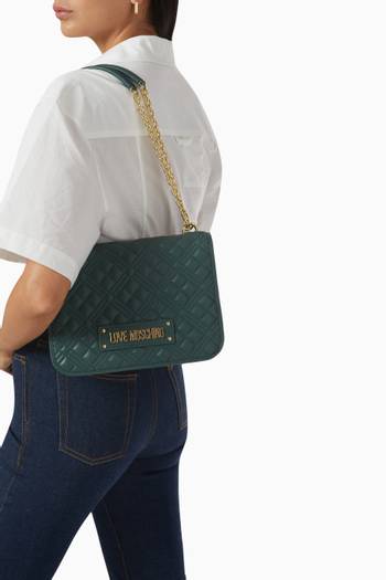 hover state of Chain Shoulder Bag in Quilted Leather
