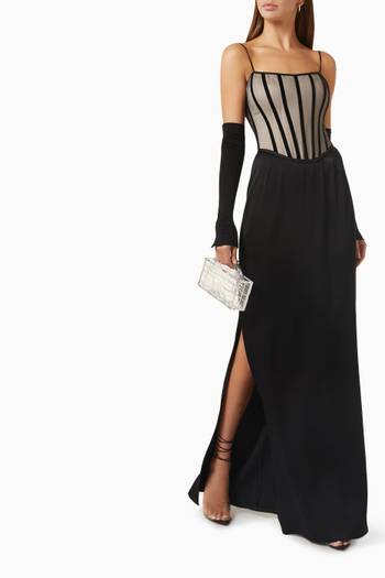 hover state of Rishi Corset Maxi Dress in Crepe