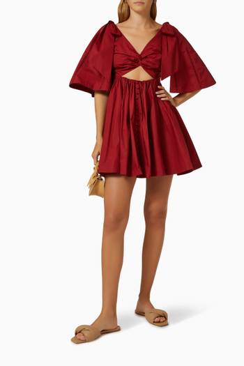 hover state of Hollie Cut-out Mini Dress in Cotton Poplin