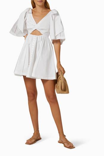 hover state of Hollie Cut-out Mini Dress in Cotton Poplin