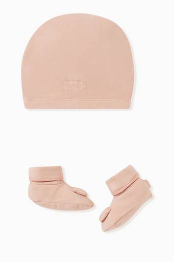 hover state of Bow Hat & Shoes Set in Cotton