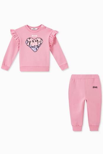 hover state of Heart Logo Sweatshirt & Sweatpants Set in Cotton