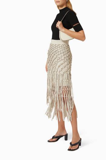 hover state of Catherine Compact Fringe Midi Skirt