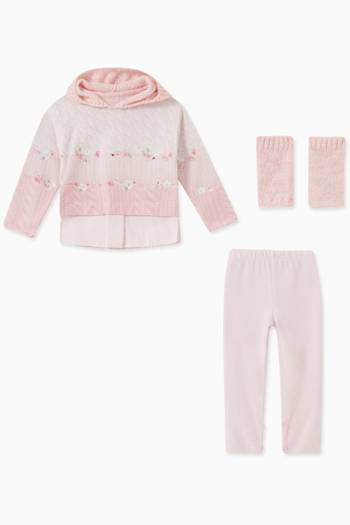 hover state of Floral Hooded Sweatshirt & Leggings Set in Cotton