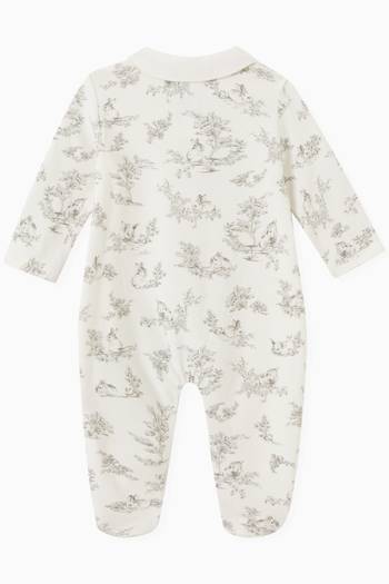hover state of Rabbit-print Sleepsuit in Stretch-cotton