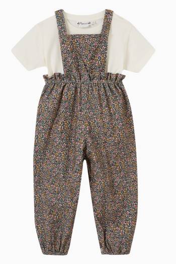 hover state of Floral Dungarees in Cotton