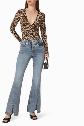 hover state of Good Legs Twist-slit Flared Jeans