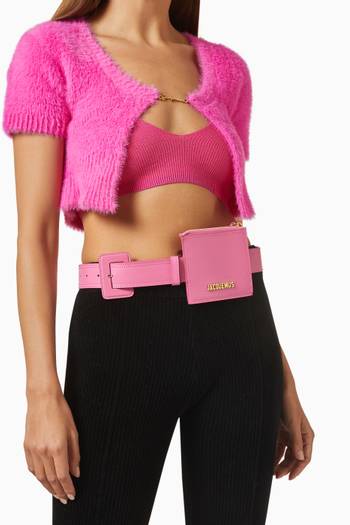 hover state of La Ceinture Carree Pouch Belt in Leather